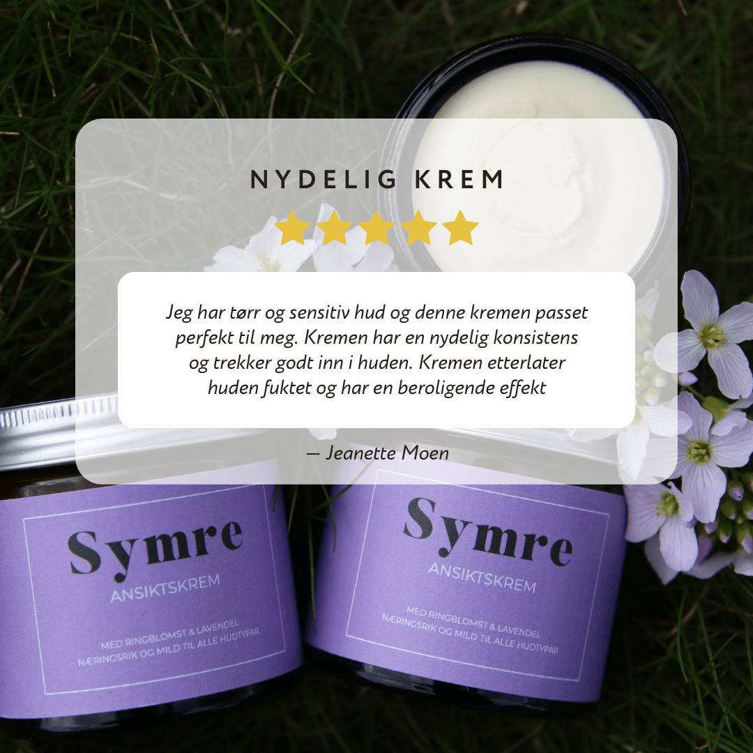Ansiktskrem med ringblomst & lavendel – til tørr og sensitiv hud - Symrehudkrem