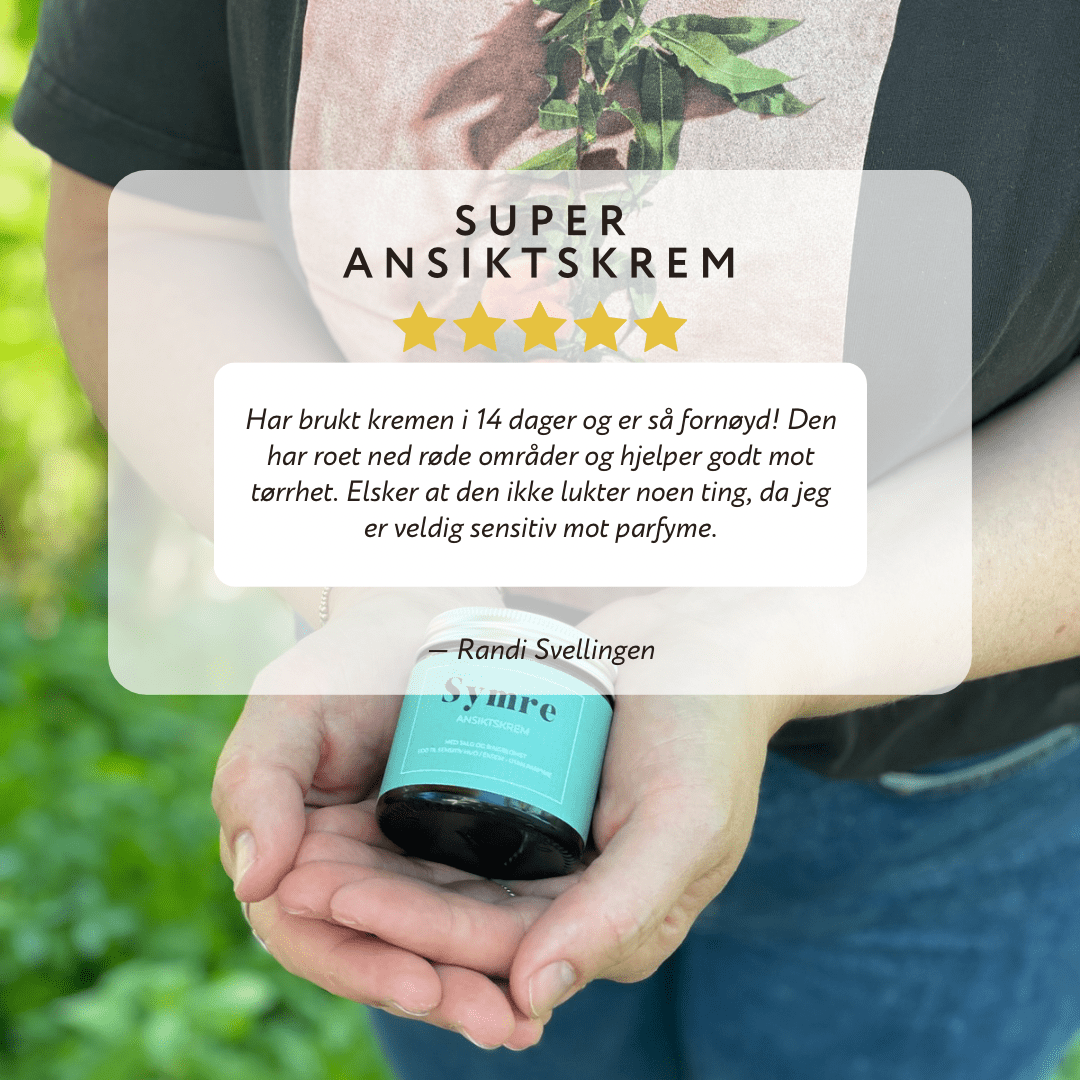 NYHEIT! Ansiktskrem naturell – uten parfyme, god til eksem - Symrehudkrem