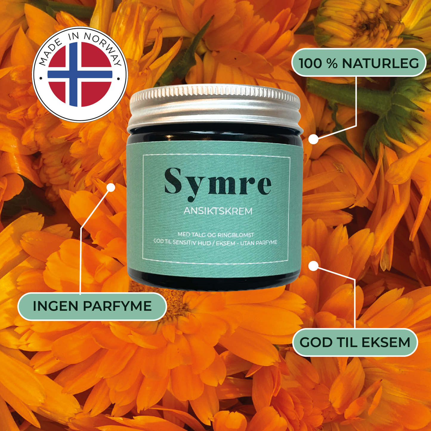 NYHEIT! Ansiktskrem naturell – uten parfyme, god til eksem